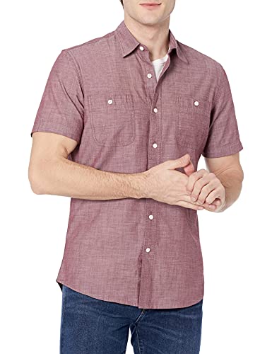 Amazon Essentials Men's Short-Sleeve Chambray ShirtP...